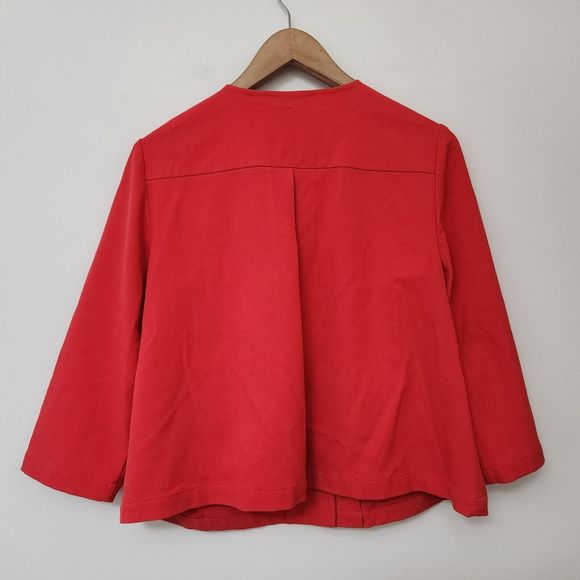 CHICO'S Women's Orange Dress Jacket Formal Business Snap Button Size 1 - Picture 5 of 9